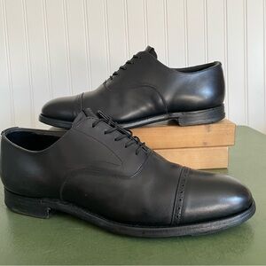 Gieves & Hawkes Bespoke Handmade Cap Toe Oxfords in Black Leather *England*